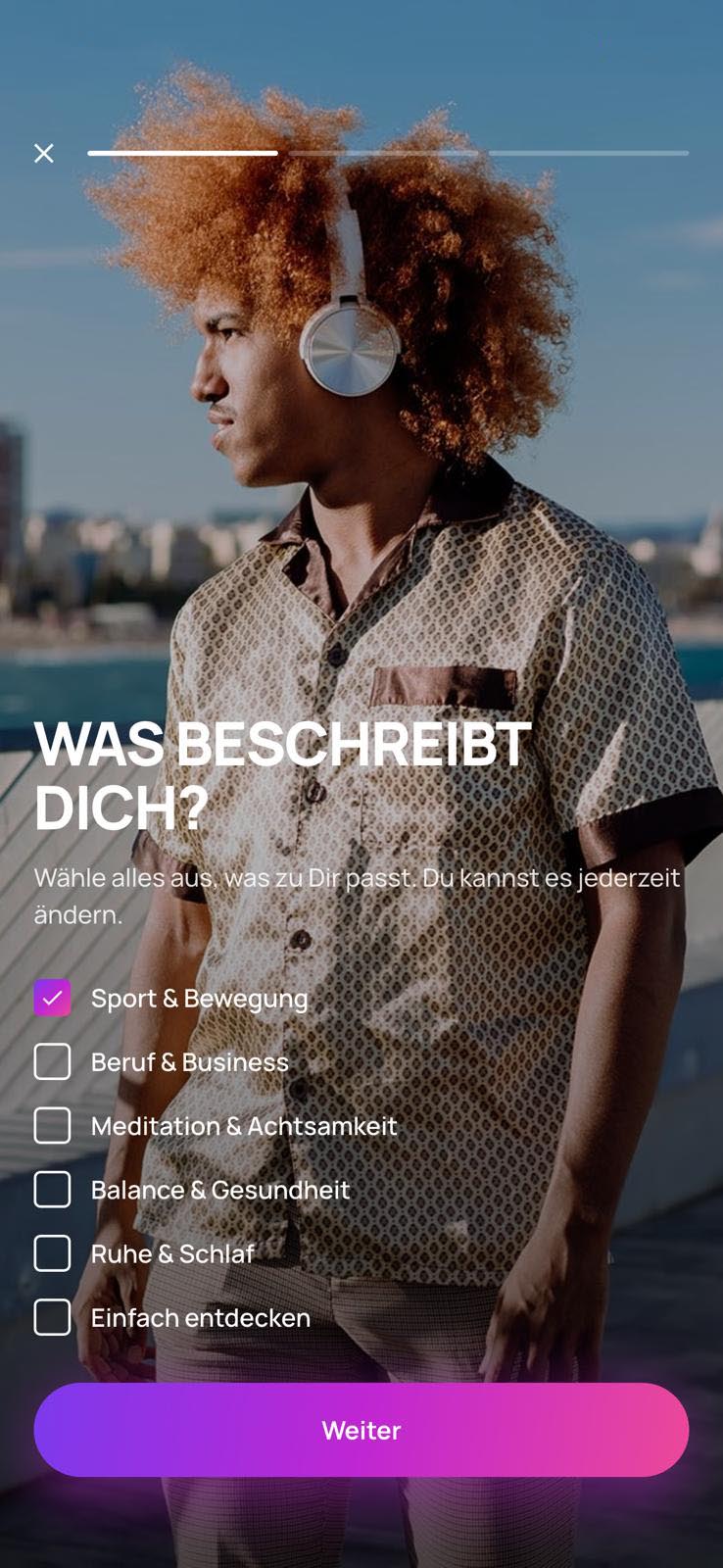 Onboarding — Was beschreibt Dich?